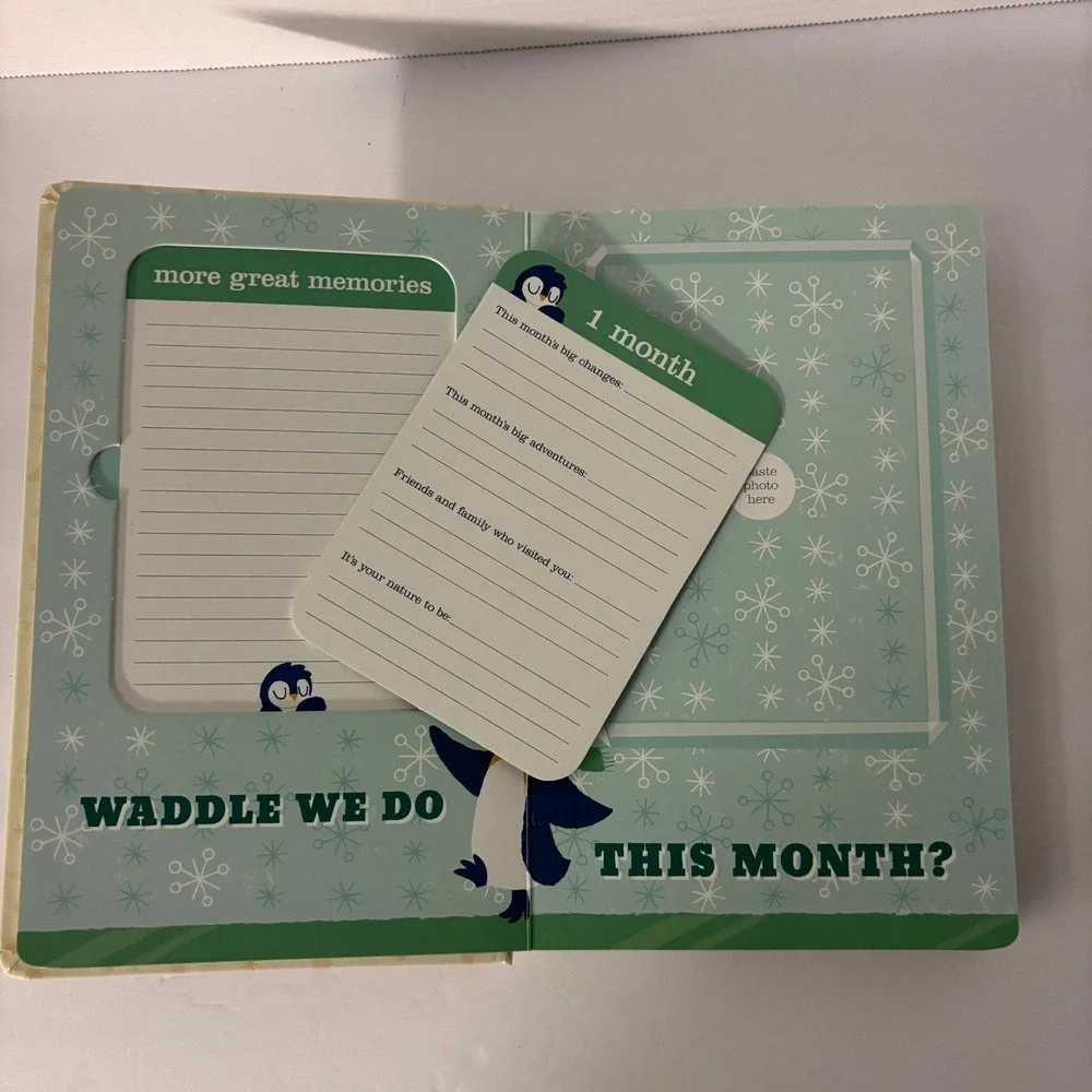 Baby's First Year Photo Gallery Memory Book Album w/ 12 Monthly Milestone Cards